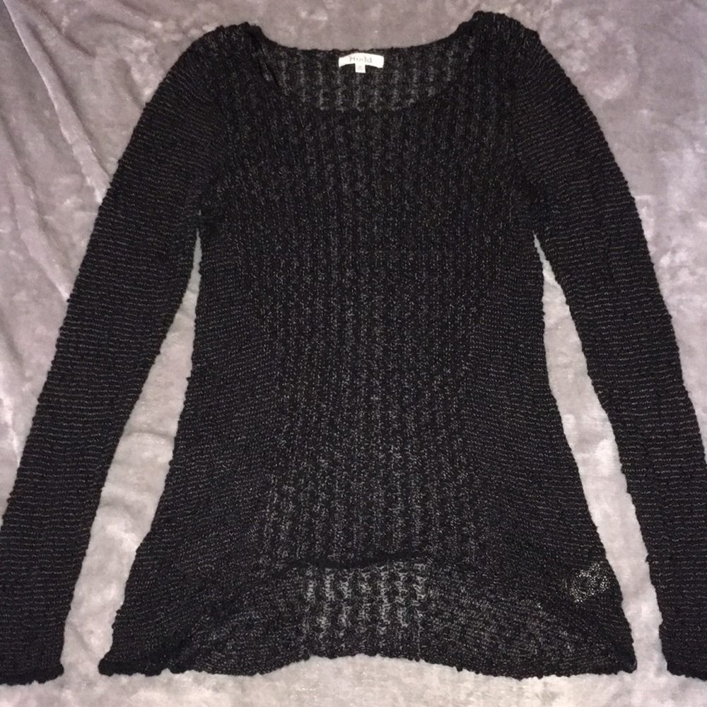 Black Long Knitted Cotton Sweater